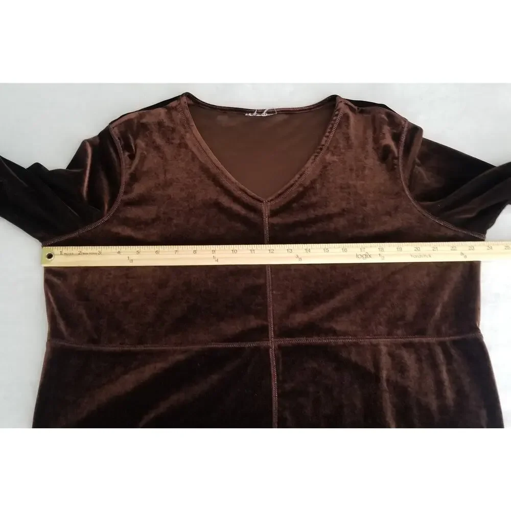 Avenue Women's Velour Loungewear Set, Brown 2Pc Blouse and Pant Size 14/16 Tall